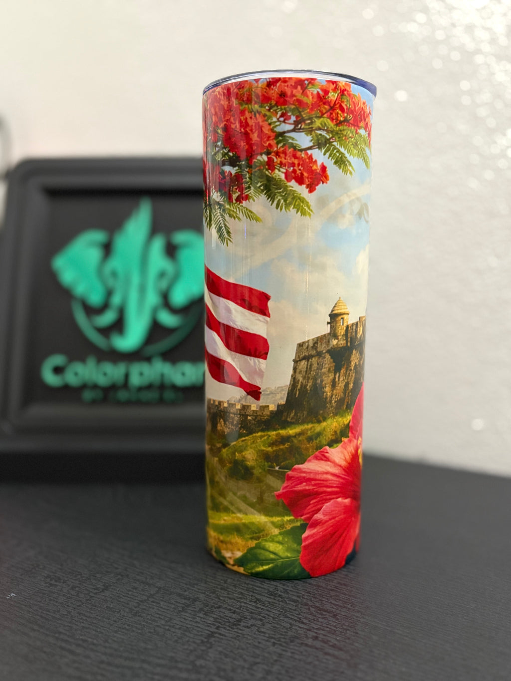 Tumbler Boricua 20 oz – Arte Cultural de Puerto Rico | Flamboyán, El Morro y Flor de Maga