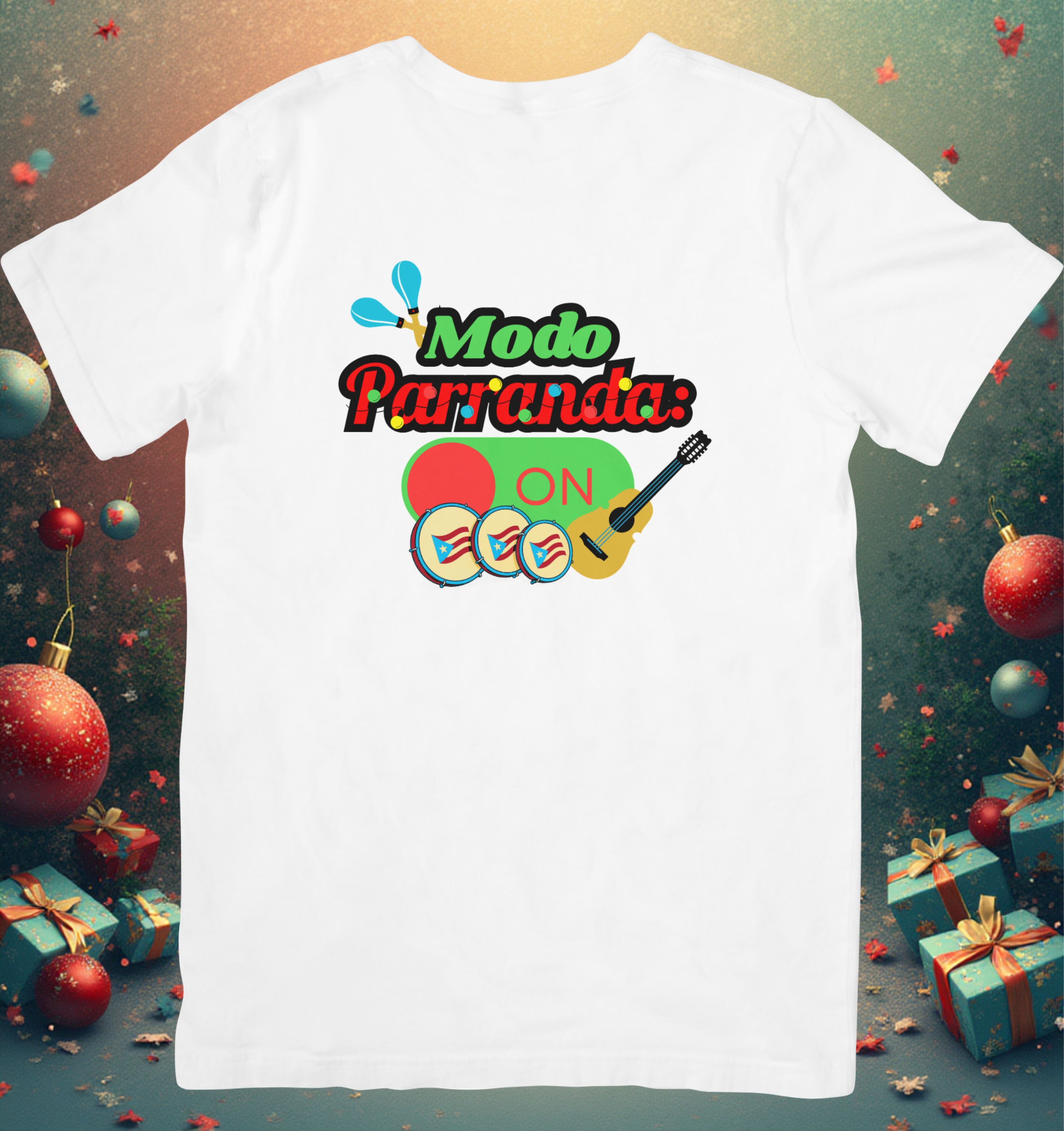Camisa Modo Parranda ON – Edición Boricua Navideña